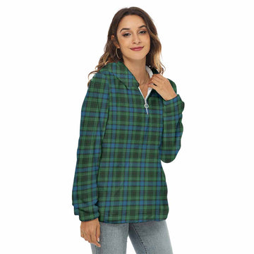 O'Connor Tartan Women's Borg Fleece Hoodie with Half Zip