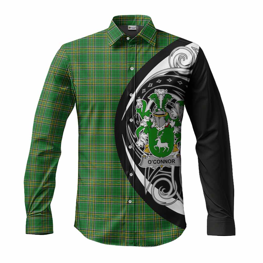 Tartan Vibes Clothing O'Connor Irish Clan Long Sleeve Button Shirt Celtic Circle Style