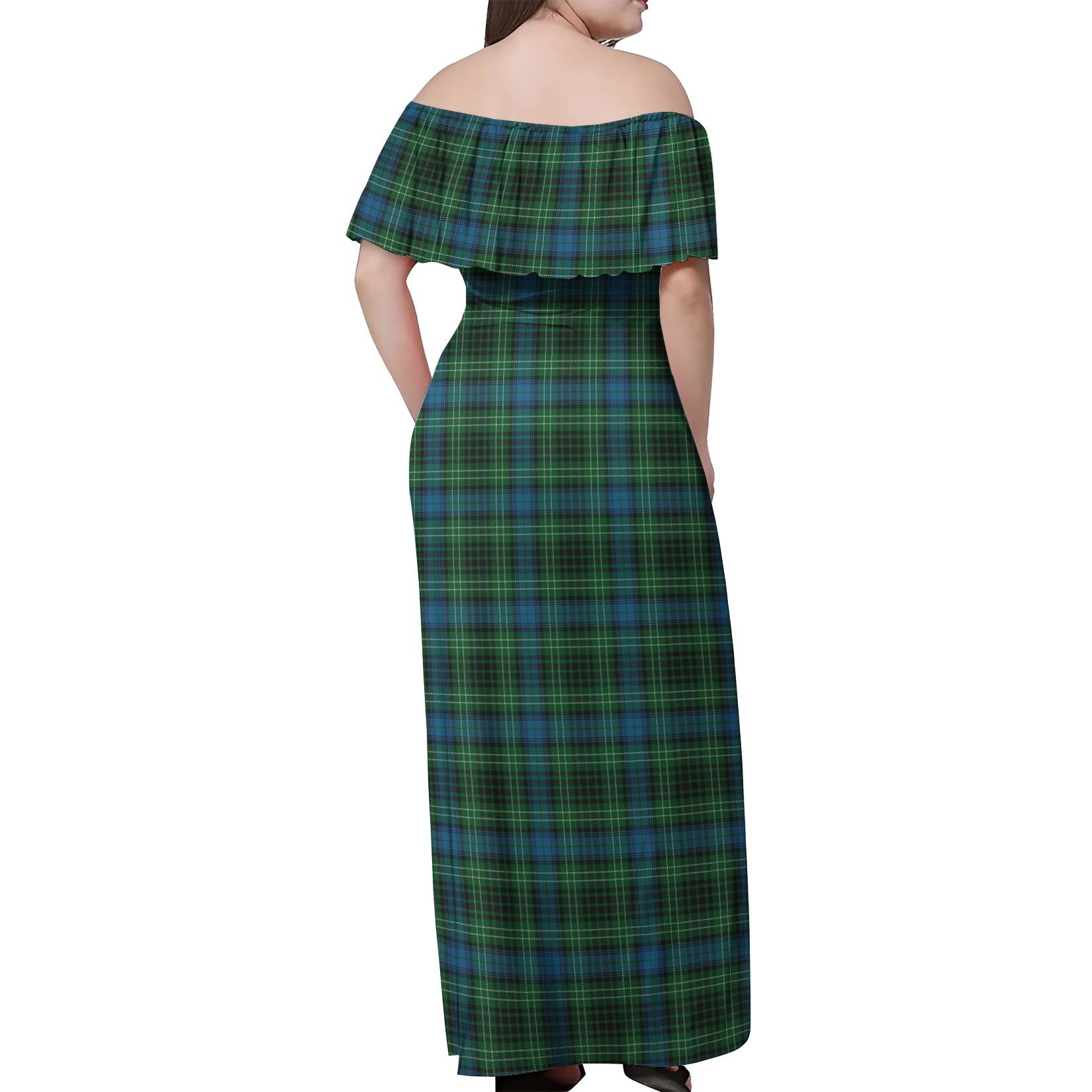 O'Connor Tartan Off Shoulder Long Dress - Tartan Vibes Clothing