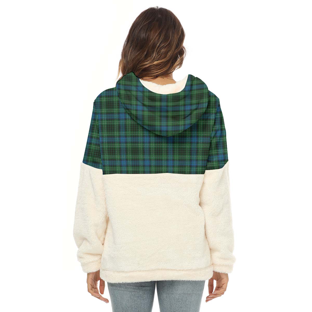 O'Connor Tartan Half Style Women's Borg Fleece Hoodie with Half Zip - Tartan Vibes Clothing
