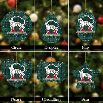 O'Connor Tartan Christmas Ornaments with Scottish Gnome Playing Bagpipes