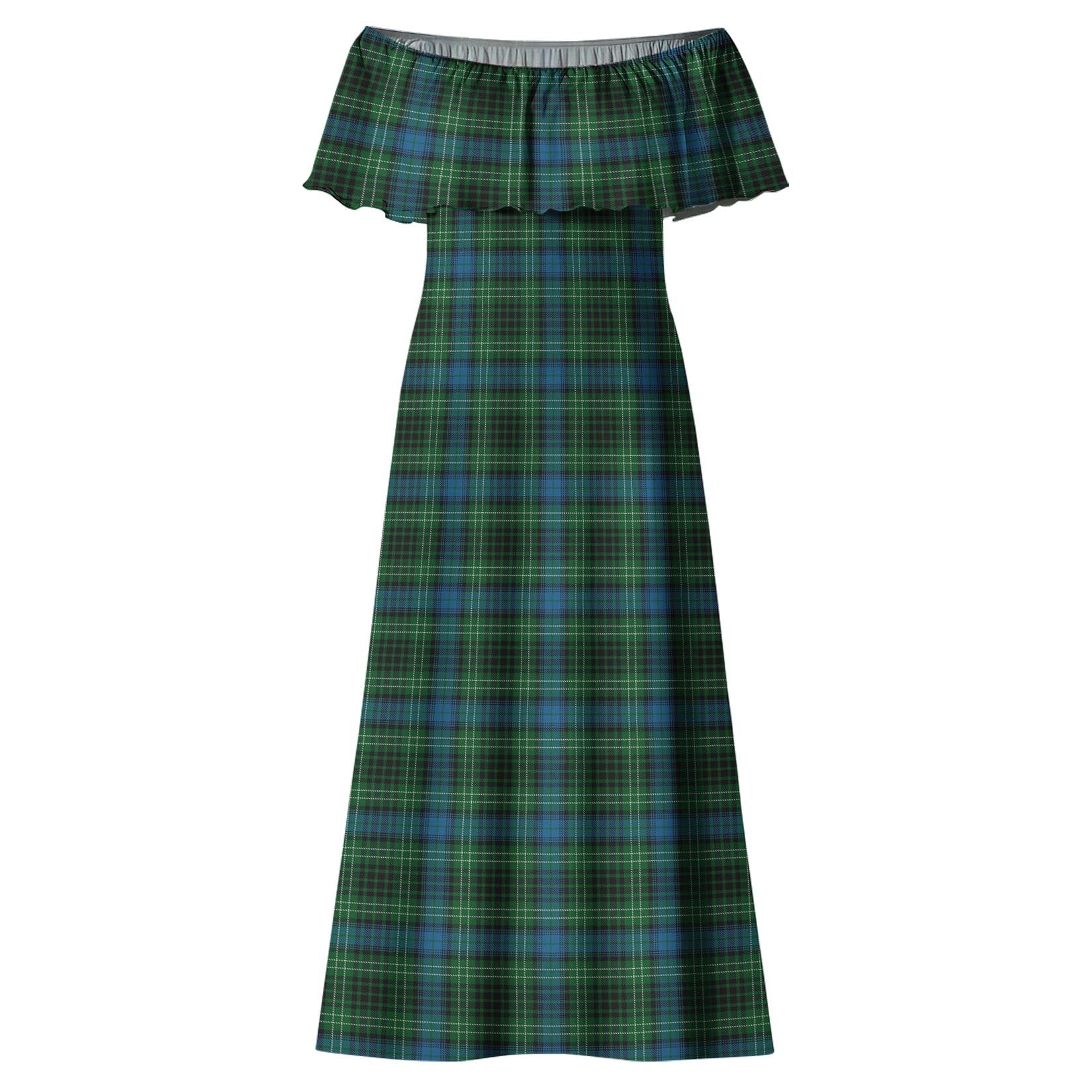 O'Connor Tartan Off Shoulder Long Dress - Tartan Vibes Clothing
