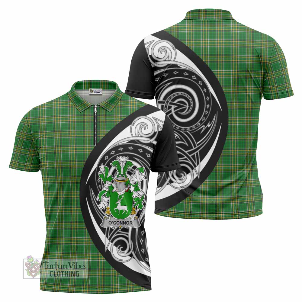 O'Connor Irish Clan Zipper Polo Shirt Celtic Circle Style - Tartan Vibes Clothing
