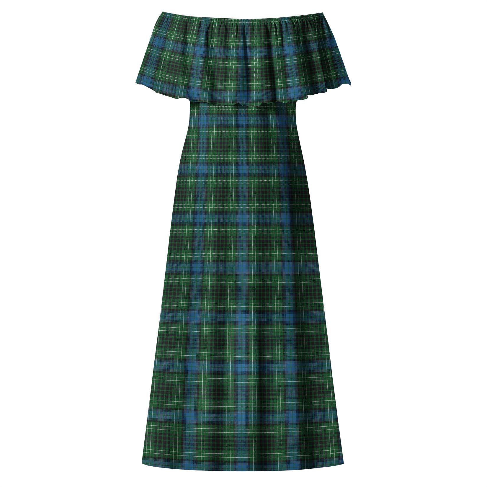O'Connor Tartan Off Shoulder Long Dress - Tartan Vibes Clothing
