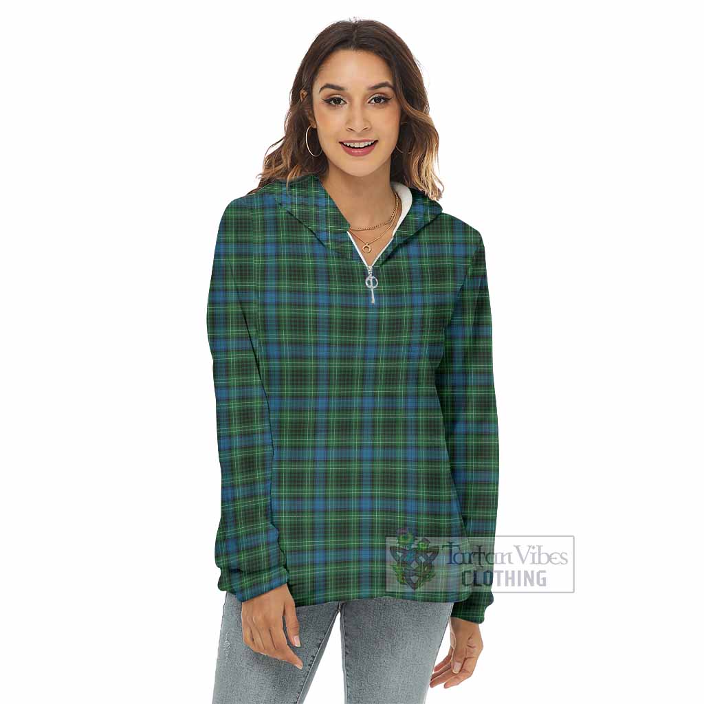 O'Connor Tartan Women's Borg Fleece Hoodie with Half Zip - Tartan Vibes Clothing