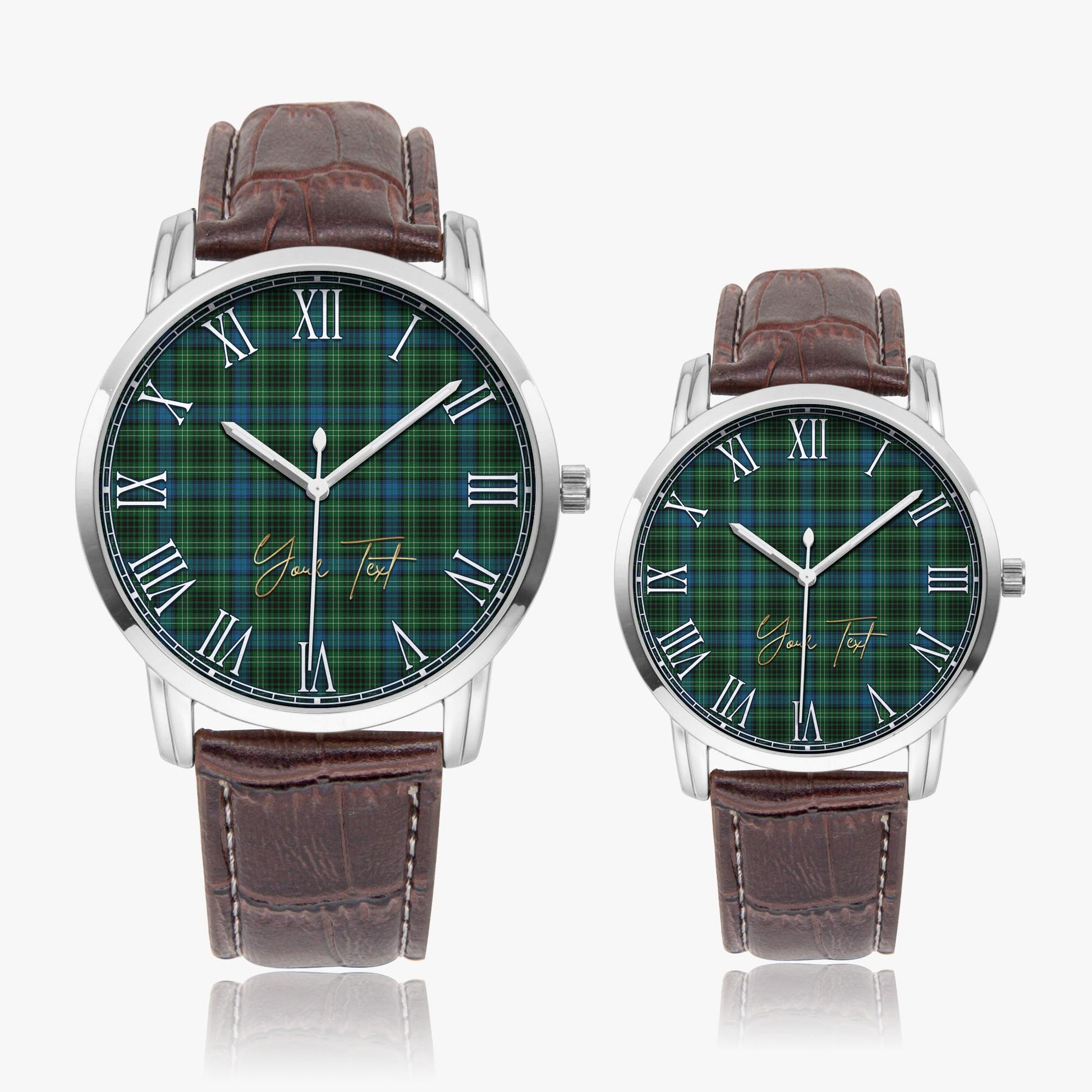 O'Connor Tartan Personalized Your Text Leather Trap Quartz Watch - Tartan Vibes Clothing