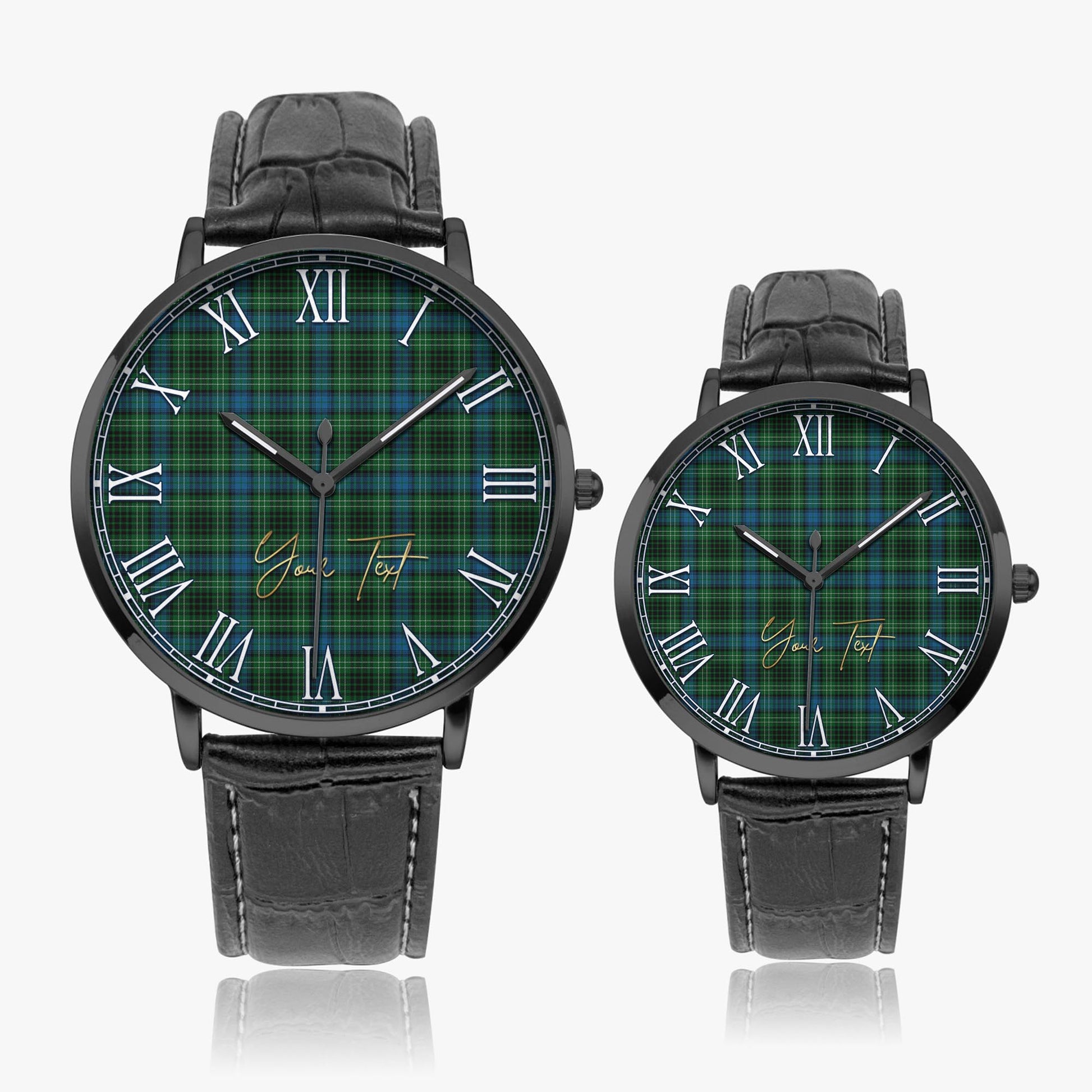 O'Connor Tartan Personalized Your Text Leather Trap Quartz Watch - Tartan Vibes Clothing