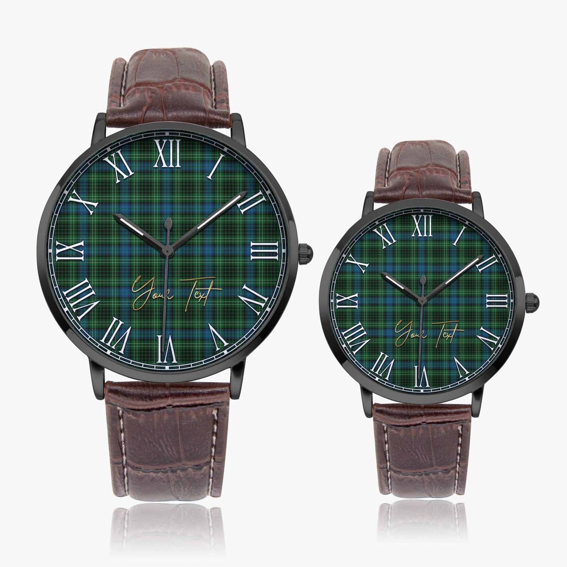 O'Connor Tartan Personalized Your Text Leather Trap Quartz Watch - Tartan Vibes Clothing