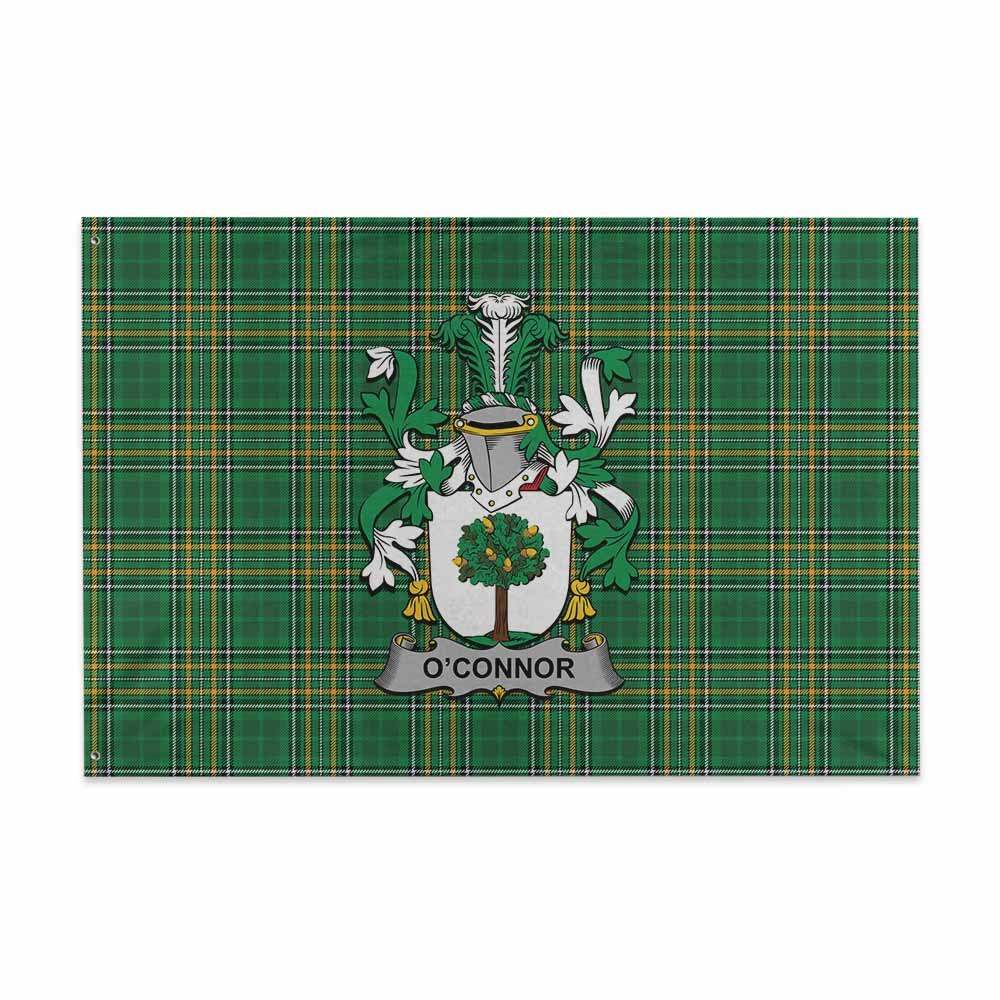 Tartan Vibes Clothing O'Connor (Faly) Irish Clan Tartan House Flag with Coat of Arms