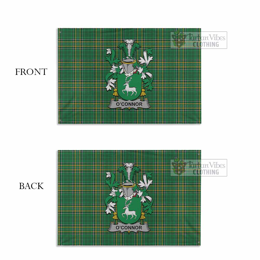 Tartan Vibes Clothing O'Connor Irish Clan Tartan House Flag with Coat of Arms