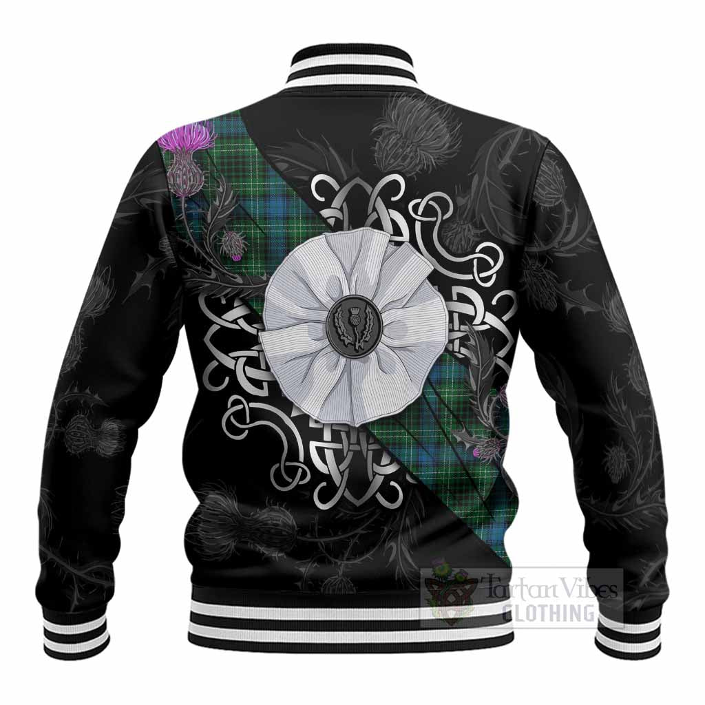 O'Connor Tartan Baseball Jacket Jacobite White Rose - Tartan Vibes Clothing