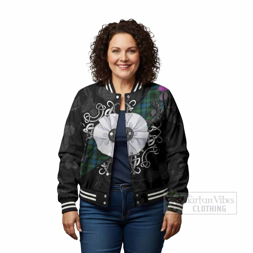 O'Connor Tartan Baseball Jacket Jacobite White Rose - Tartan Vibes Clothing