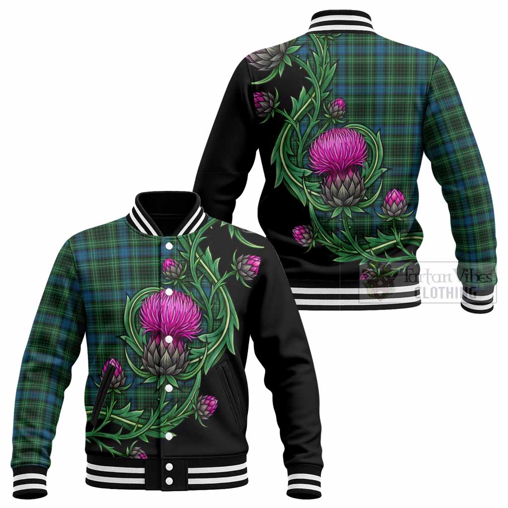 O'Connor Tartan Baseball Jacket Resilient Scottish Thistle - Tartan Vibes Clothing