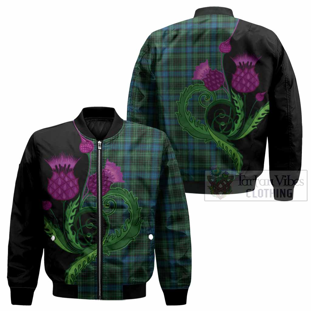 O'Connor Tartan Bomber Jacket Traditional Scottish Thistle - Tartan Vibes Clothing