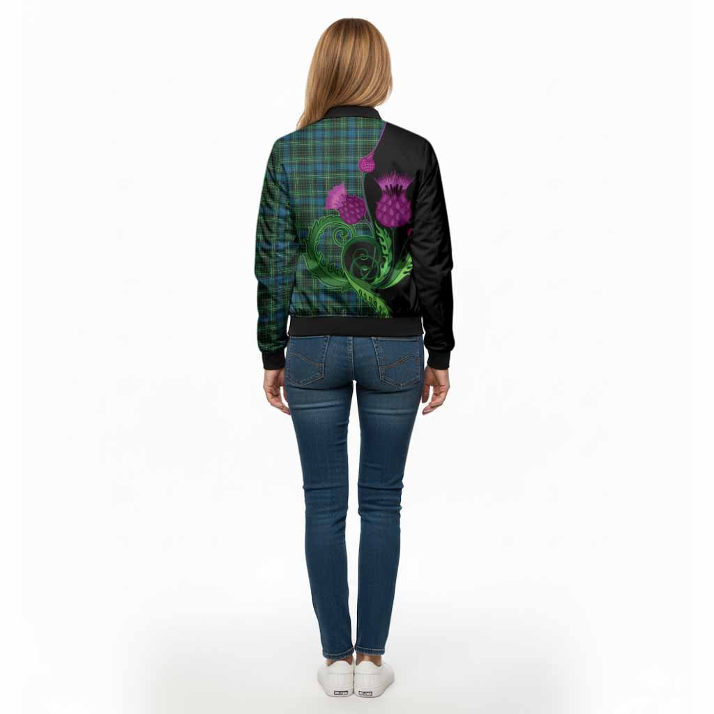 O'Connor Tartan Bomber Jacket Traditional Scottish Thistle - Tartan Vibes Clothing