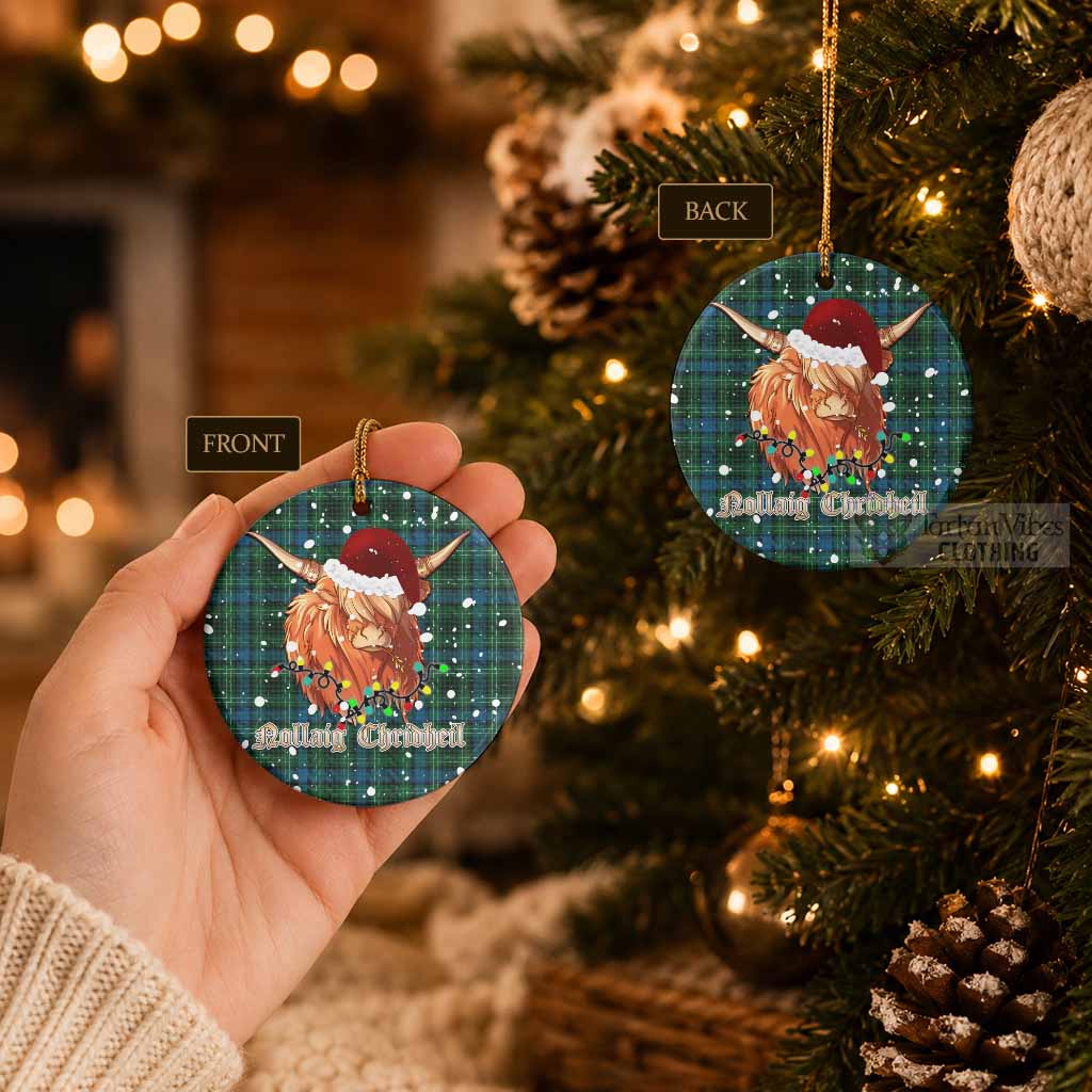 O'Connor Tartan Ceramic Circle Ornament Mister Coo - Highlander Decor - Tartan Vibes Clothing