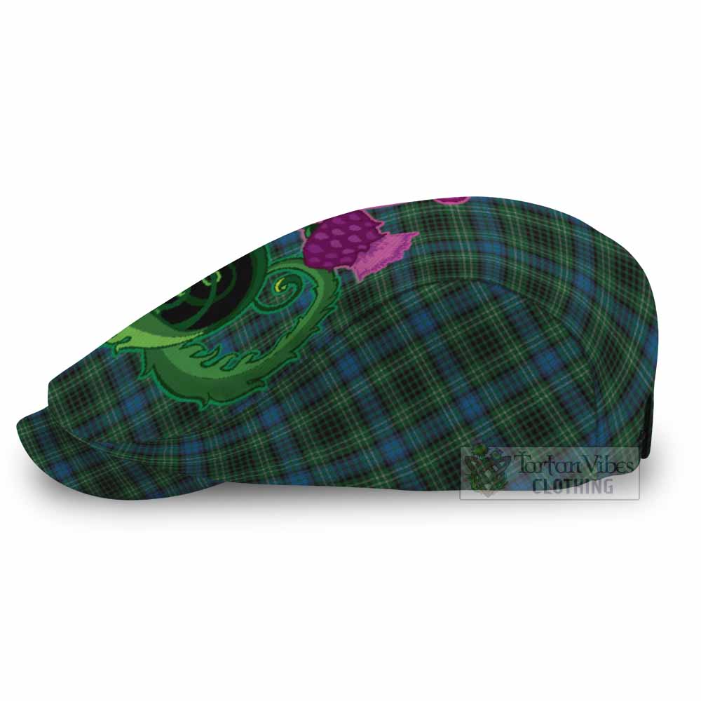 O'Connor Tartan Flat Cap, Jeff Cap Traditional Scottish Thistle