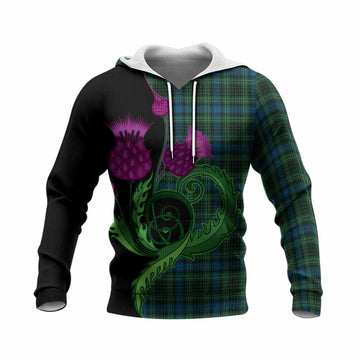 O'Connor Tartan Knitted Hoodie Traditional Scottish Thistle