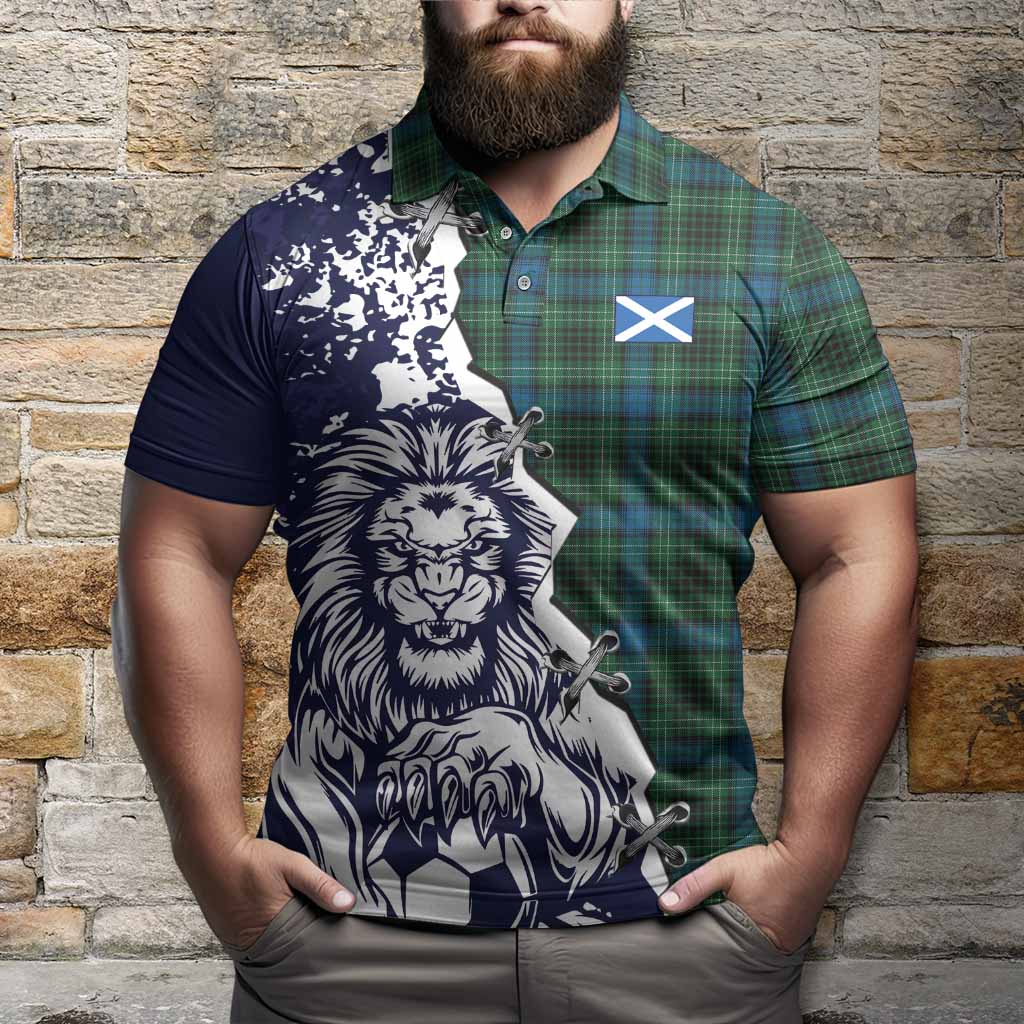 O'Connor Tartan Scottish Polo Shirt Angry Lion With Soccer Ball Style