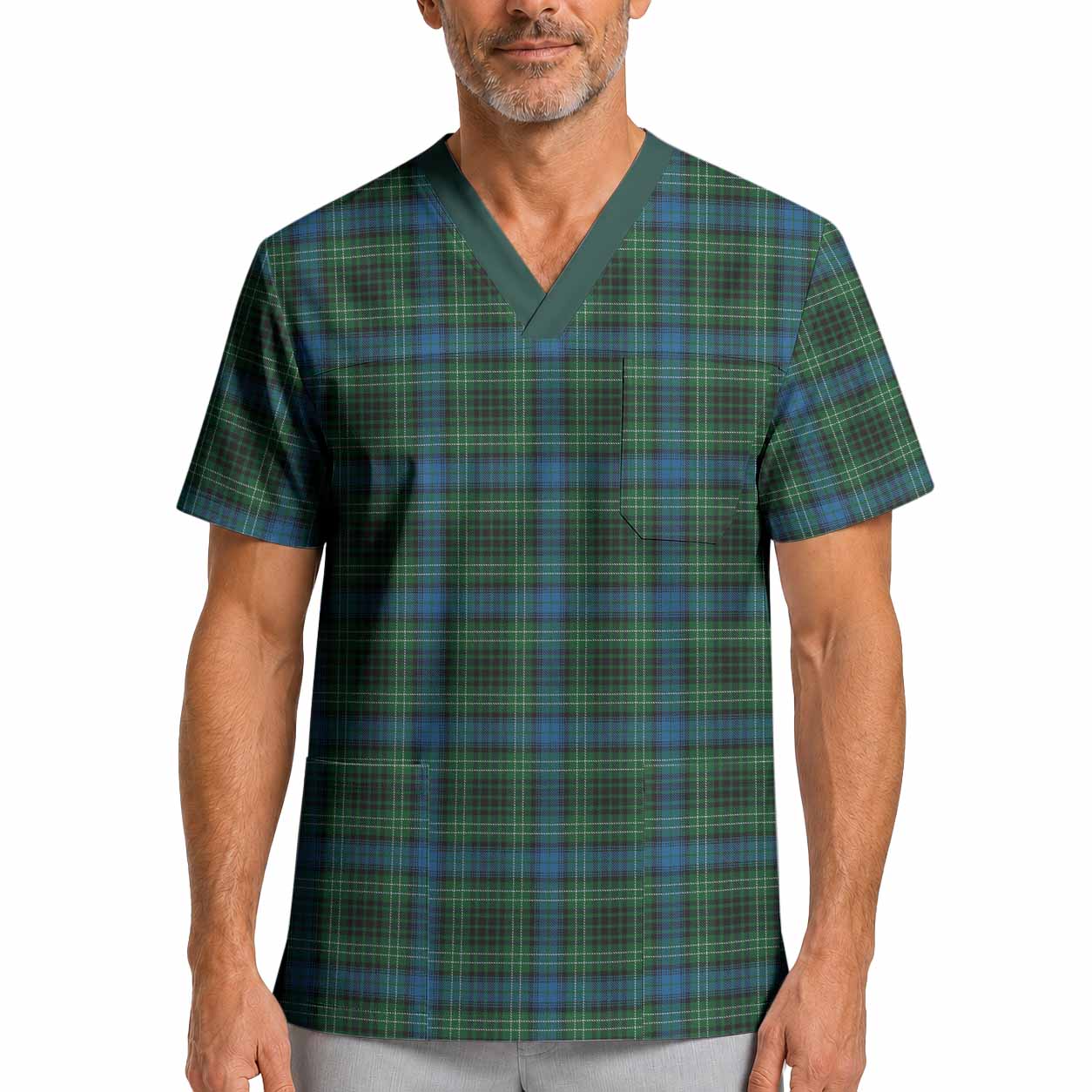 O'Connor Tartan Scrub Top XL - Tartan Vibes Clothing