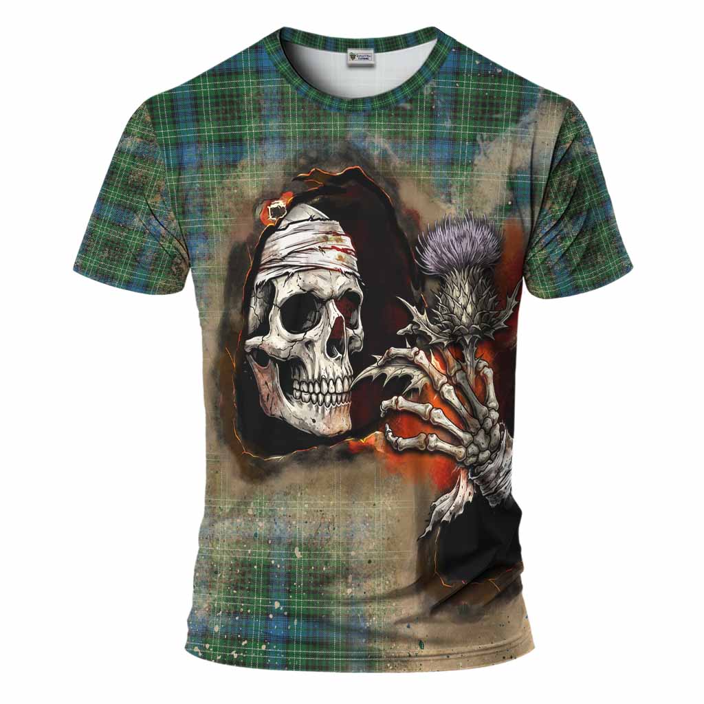 O'Connor Tartan T-Shirt Halloween Skeleton With Thistle Burning Effect