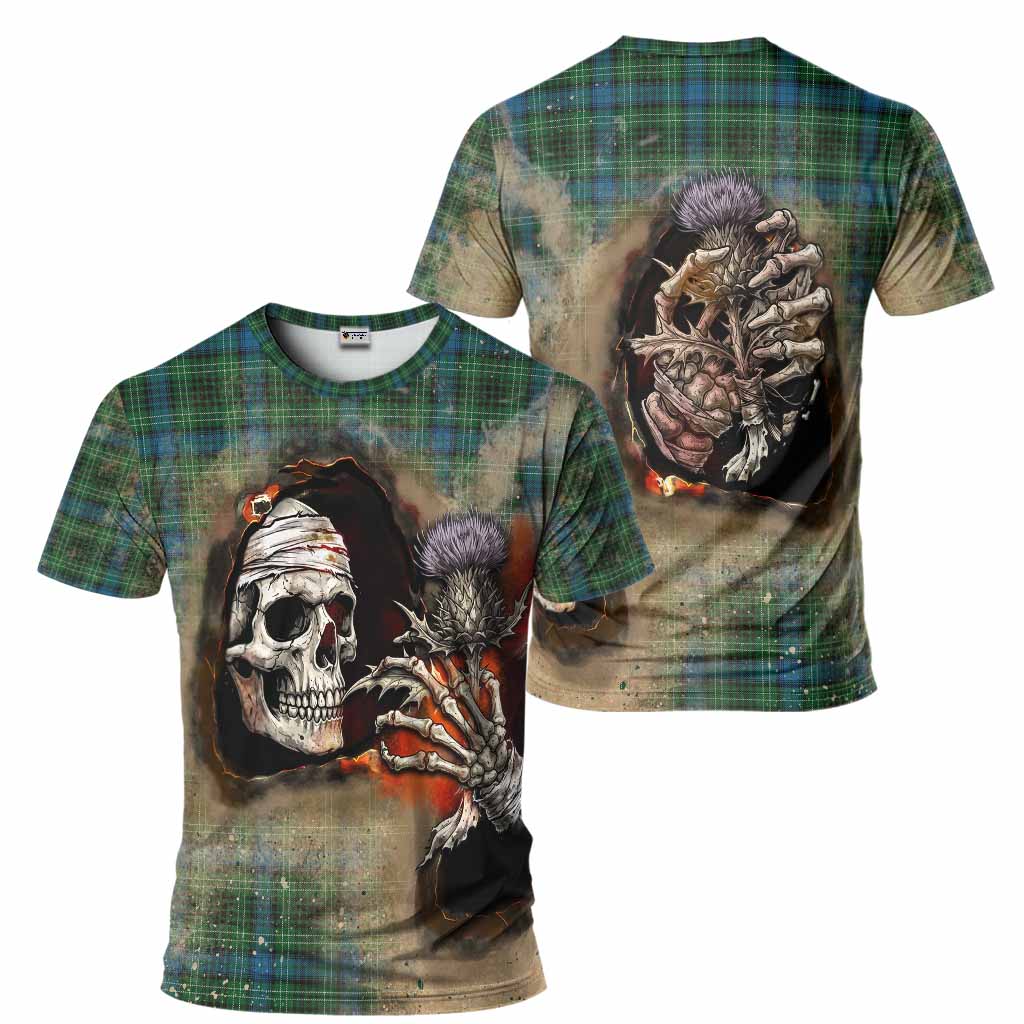 O'Connor Tartan T-Shirt Halloween Skeleton With Thistle Burning Effect