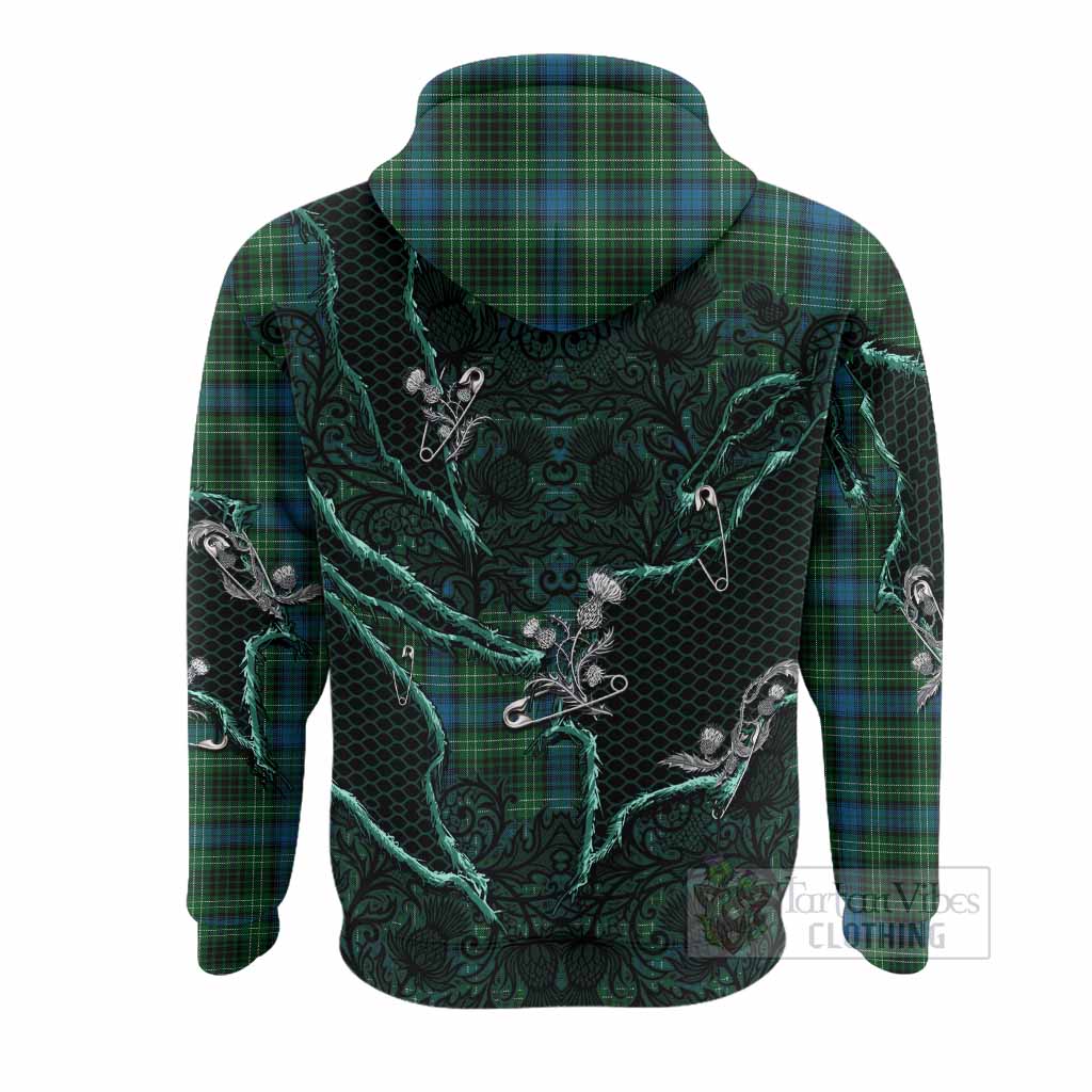 O'Connor Tartan Thistle Dark Gothic Hoodie - Tartan Vibes Clothing