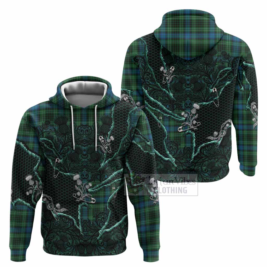 O'Connor Tartan Thistle Dark Gothic Hoodie - Tartan Vibes Clothing
