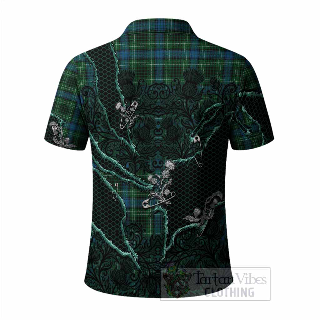 O'Connor Tartan Thistle Dark Gothic Polo Shirt - Tartan Vibes Clothing