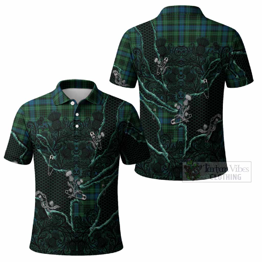 O'Connor Tartan Thistle Dark Gothic Polo Shirt - Tartan Vibes Clothing