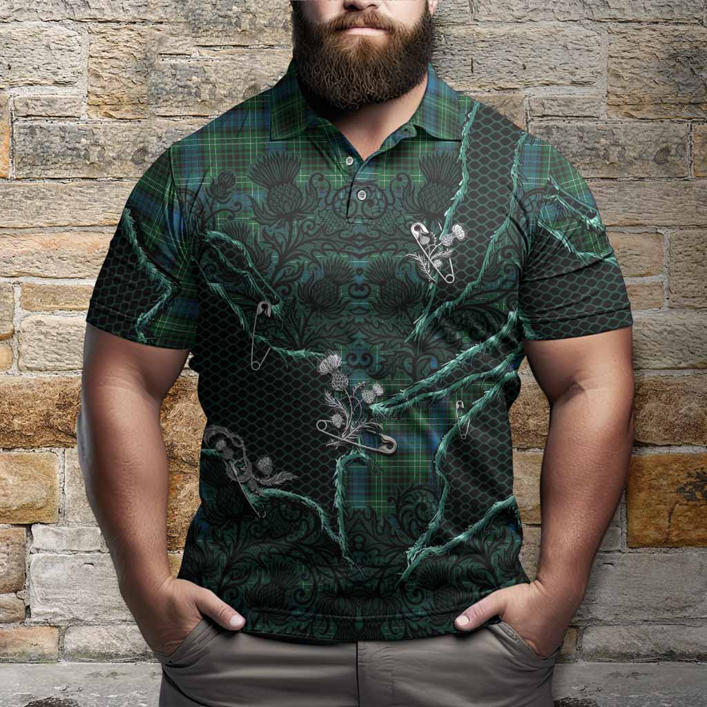 O'Connor Tartan Thistle Dark Gothic Polo Shirt - Tartan Vibes Clothing