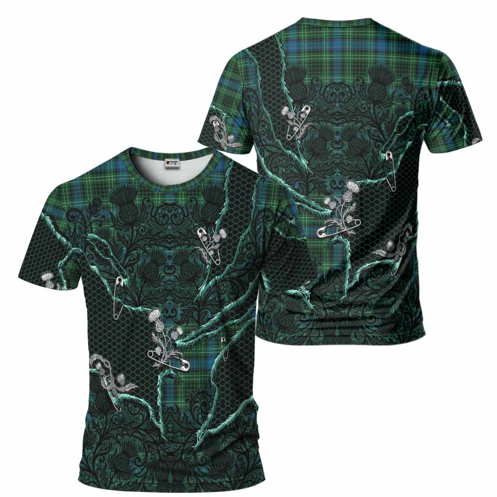 O'Connor Tartan Thistle Dark Gothic T-Shirt - Tartan Vibes Clothing