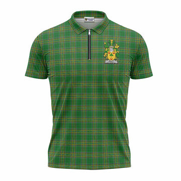Odell Irish Clan Tartan Zipper Polo Shirt with Coat of Arms Unisex - Tartan Vibes Clothing