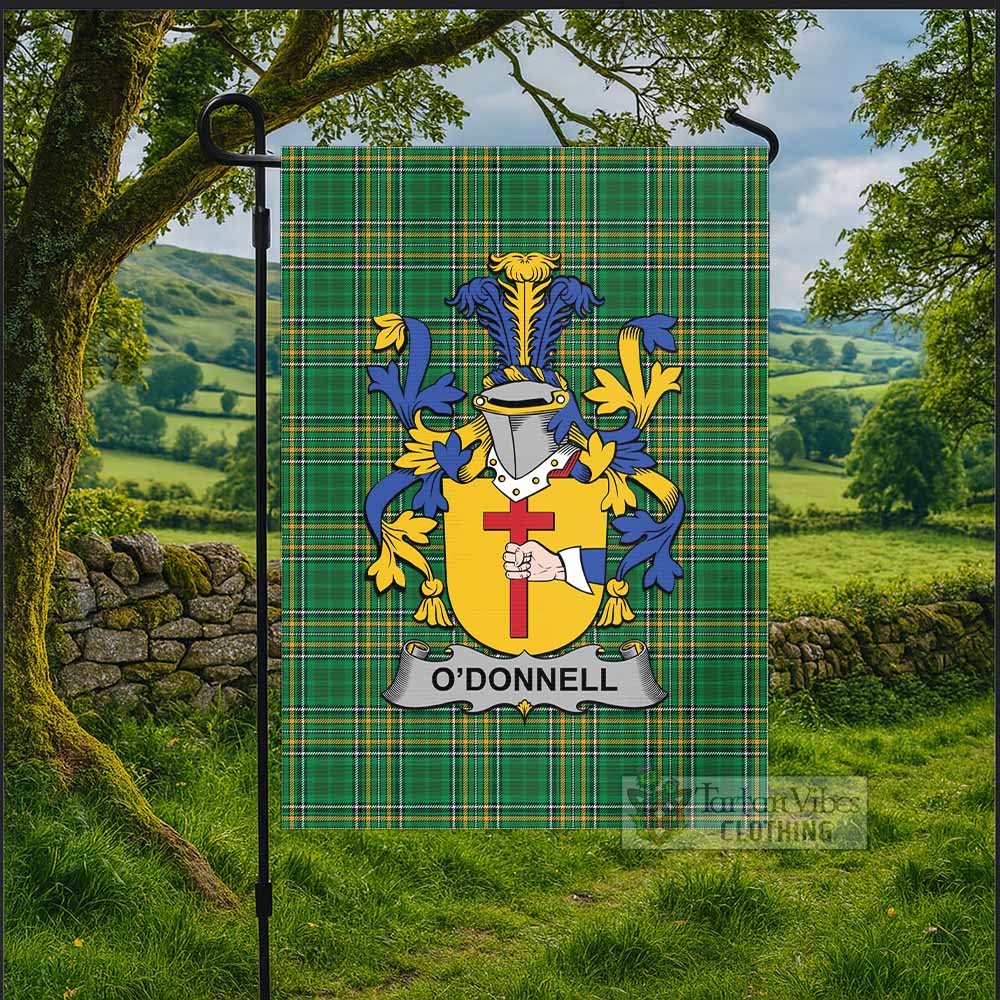O'Donnell Irish Clan Tartan Flag with Coat of Arms
