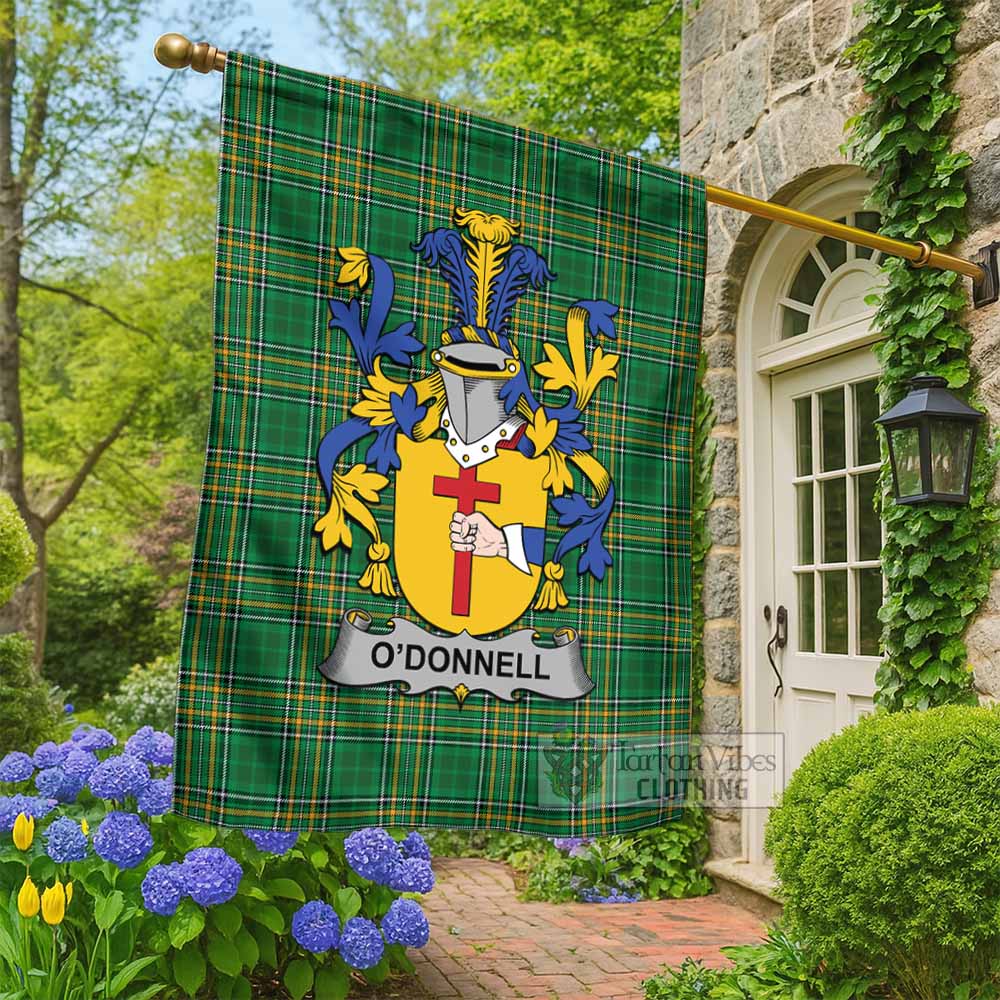 O'Donnell Irish Clan Tartan Flag with Coat of Arms