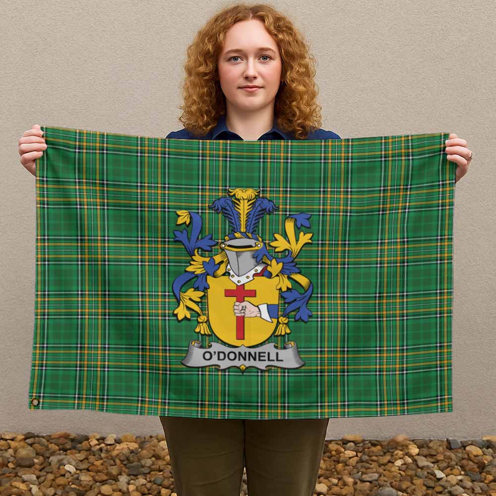 Tartan Vibes Clothing O'Donnell Irish Clan Tartan House Flag with Coat of Arms