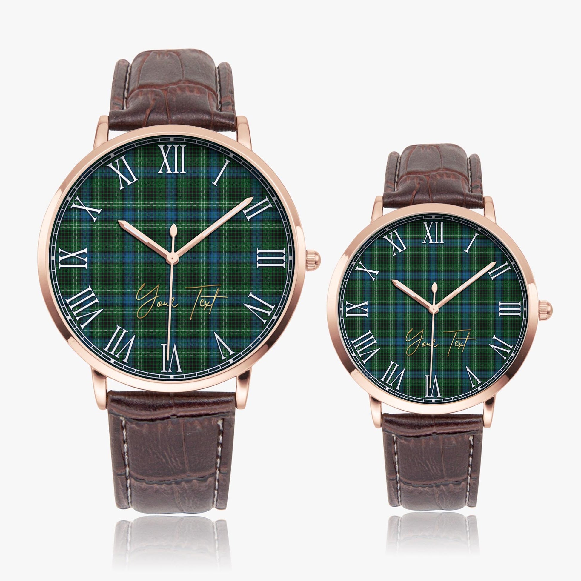 O'Donohue Tartan Personalized Your Text Leather Trap Quartz Watch - Tartan Vibes Clothing