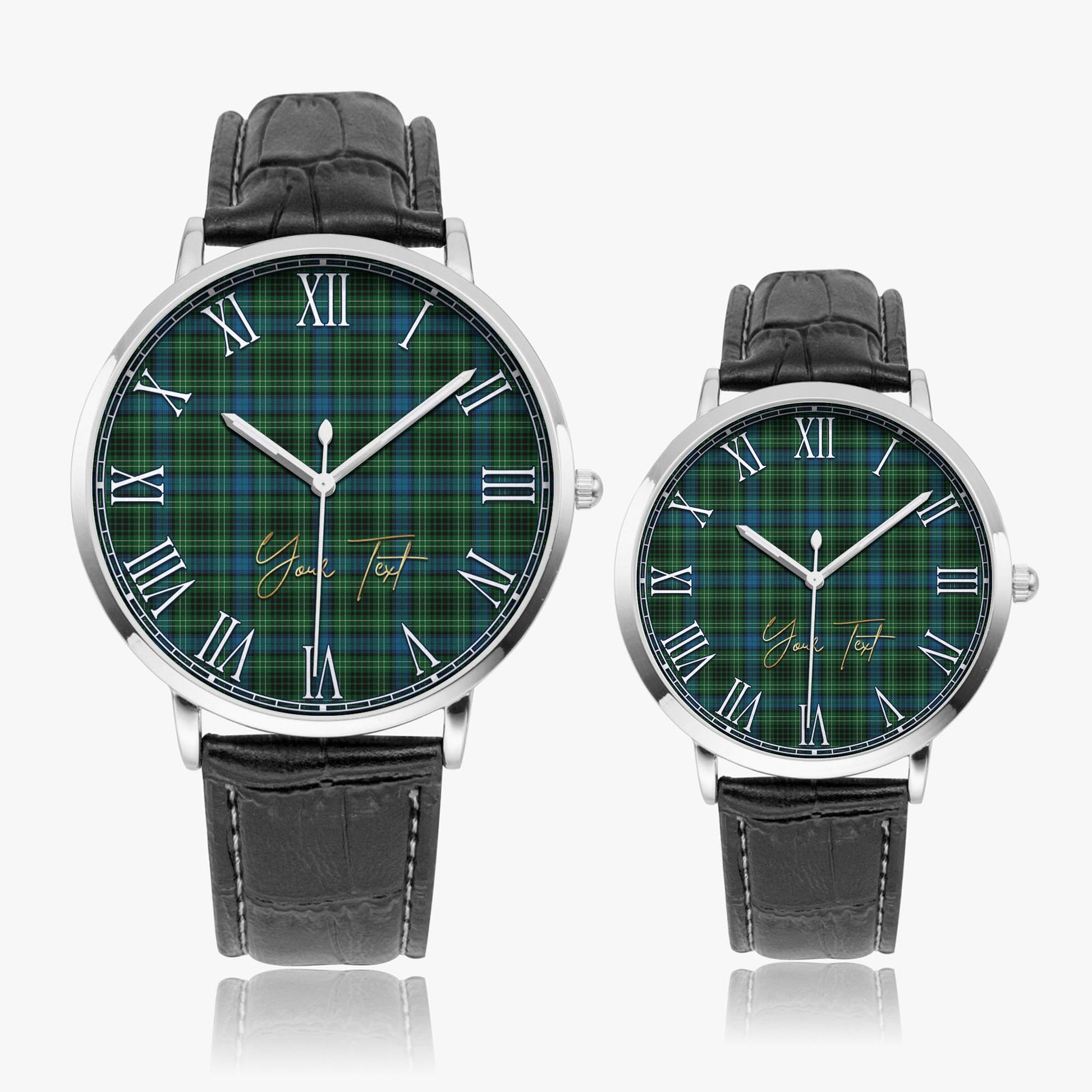 O'Donohue Tartan Personalized Your Text Leather Trap Quartz Watch - Tartan Vibes Clothing