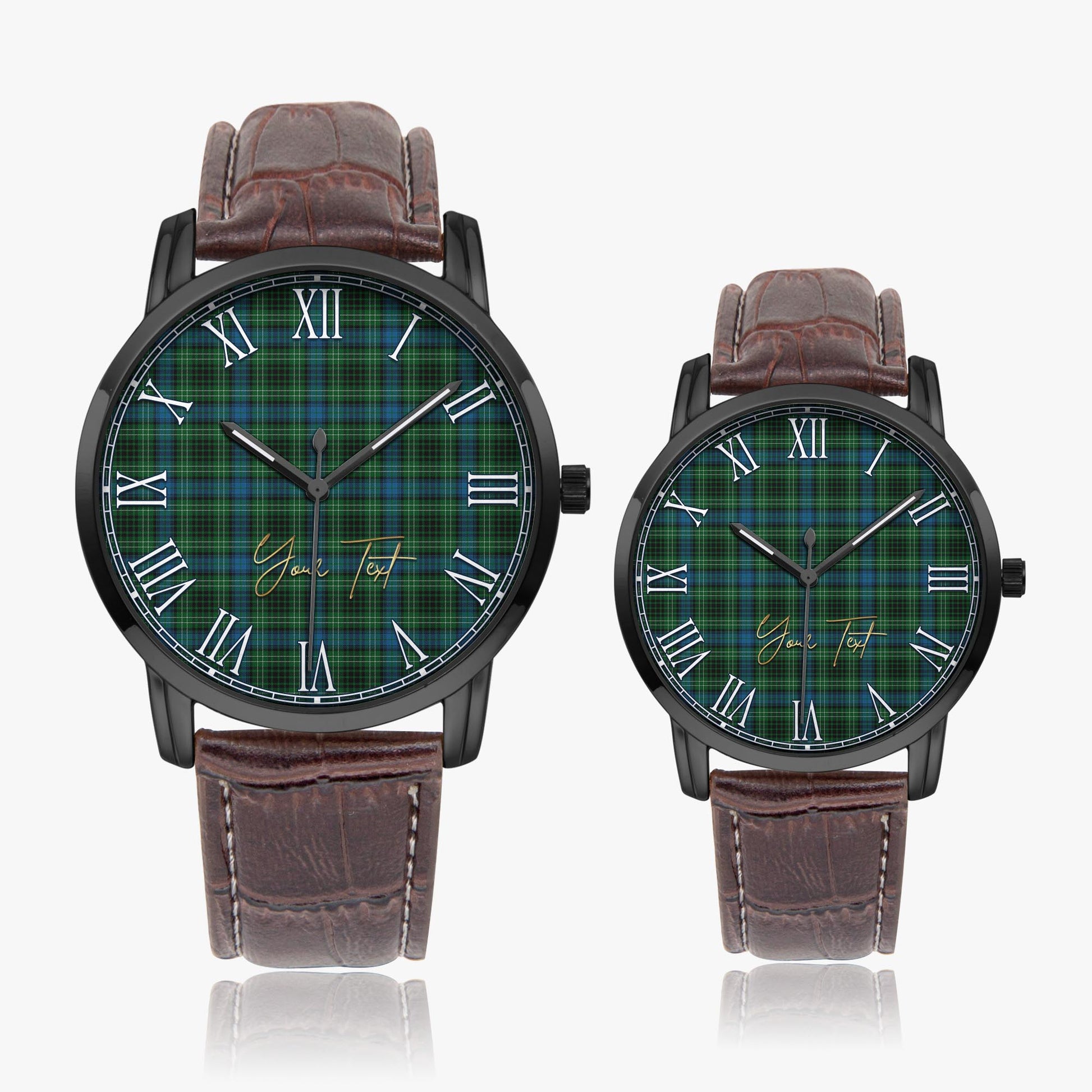 O'Donohue Tartan Personalized Your Text Leather Trap Quartz Watch - Tartan Vibes Clothing