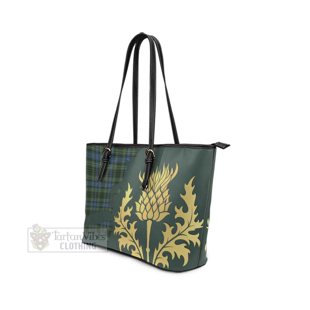 Tartan Vibes Clothing O'Donohue Tartan Leather Tote Bag Gold Thistle Style