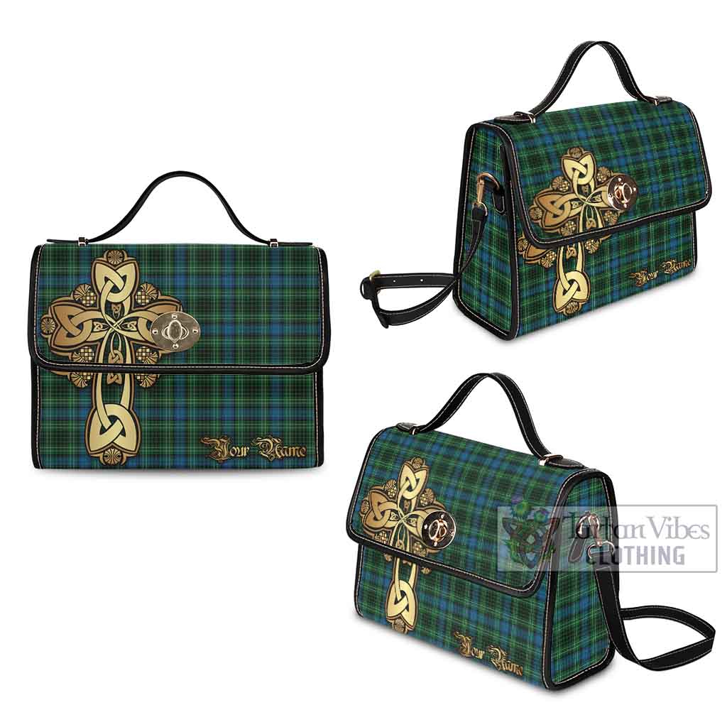 Tartan Vibes Clothing O'Donohue Tartan Waterproof Canvas Bag Golden Thistle Celtic Cross Style