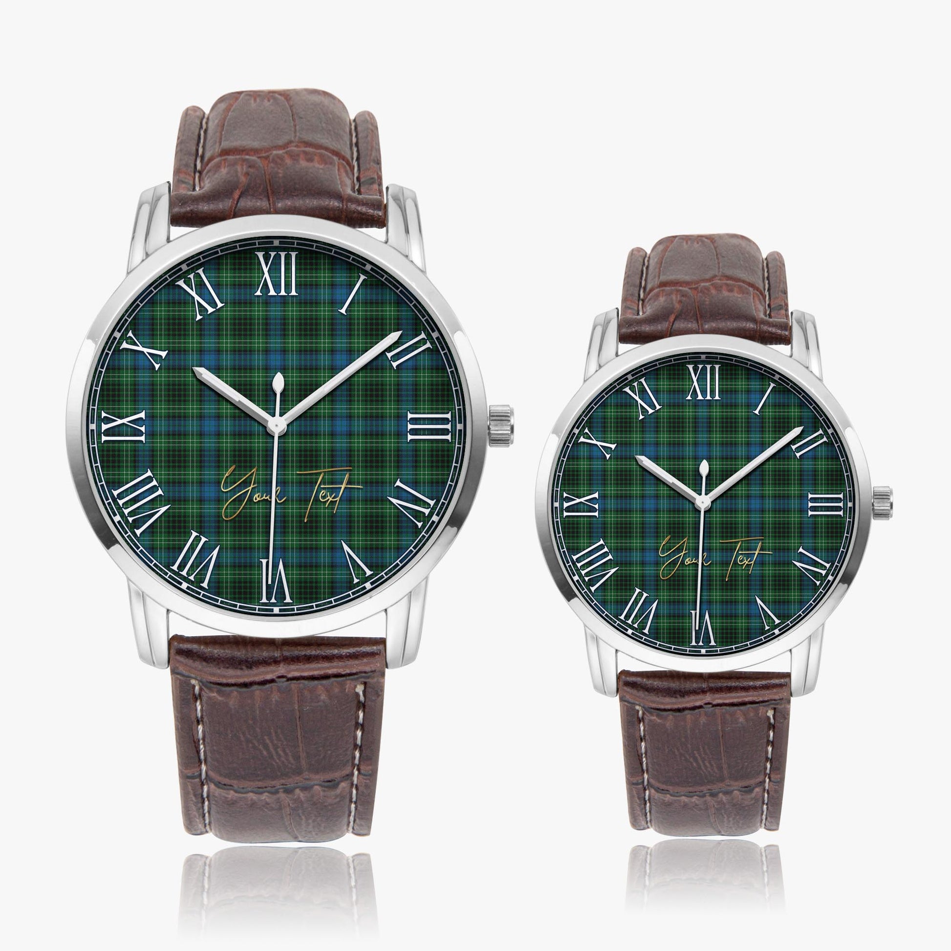O'Donohue Tartan Personalized Your Text Leather Trap Quartz Watch - Tartan Vibes Clothing