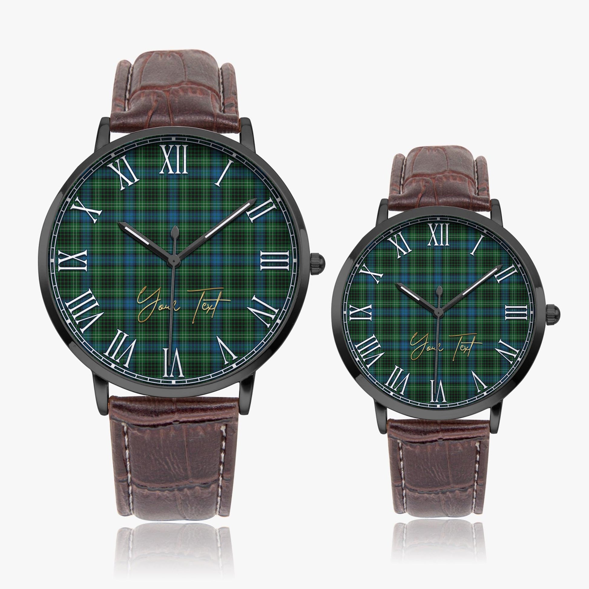 O'Donohue Tartan Personalized Your Text Leather Trap Quartz Watch - Tartan Vibes Clothing