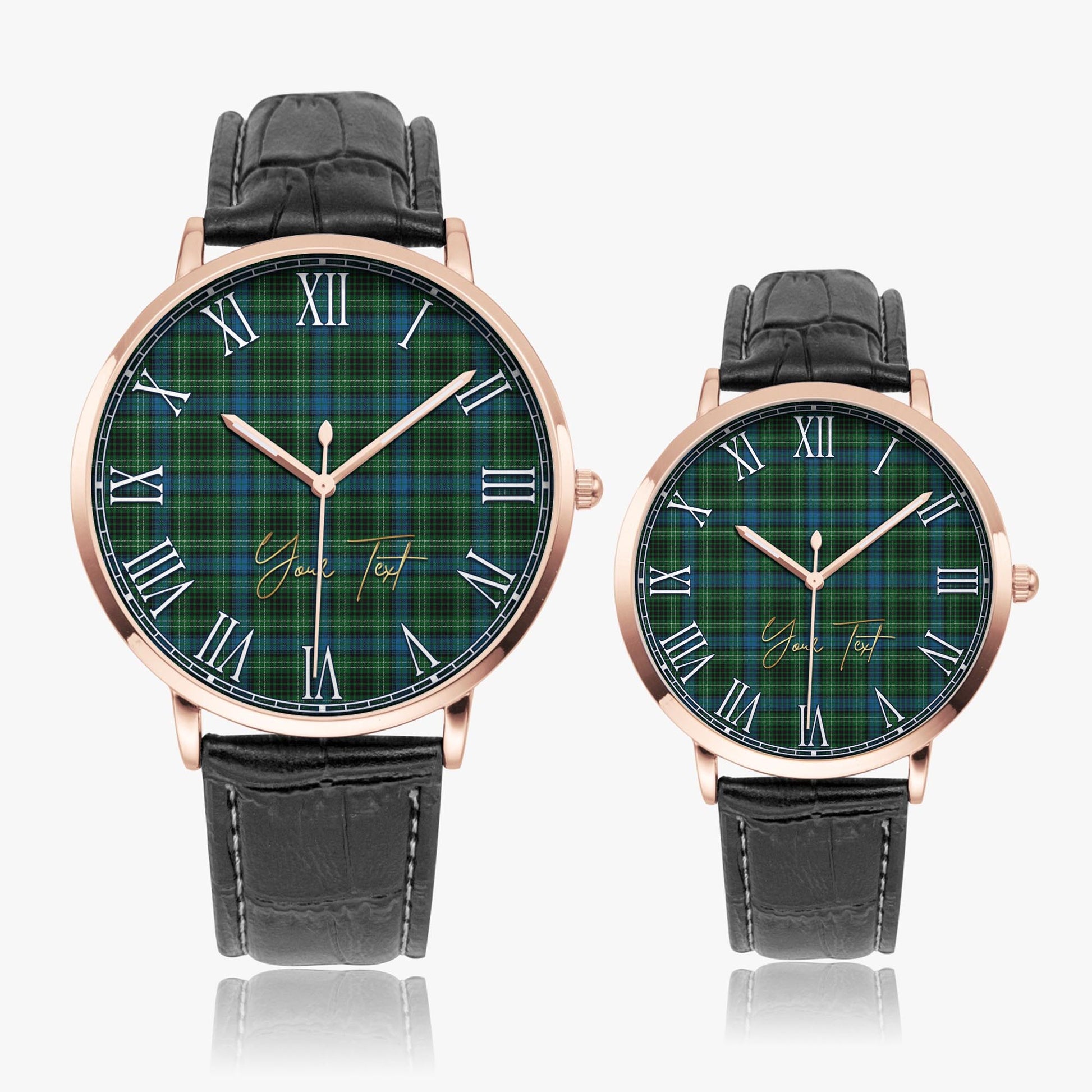 O'Donohue Tartan Personalized Your Text Leather Trap Quartz Watch - Tartan Vibes Clothing
