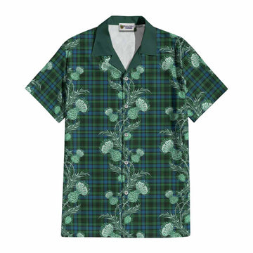O'Donohue Tartan Cotton Hawaiian Shirt Seamless Scottish Thistle Flowers