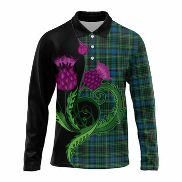O'Donohue Tartan Long Sleeve Polo Shirt Traditional Scottish Thistle