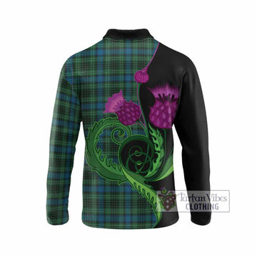 O'Donohue Tartan Long Sleeve Polo Shirt Traditional Scottish Thistle
