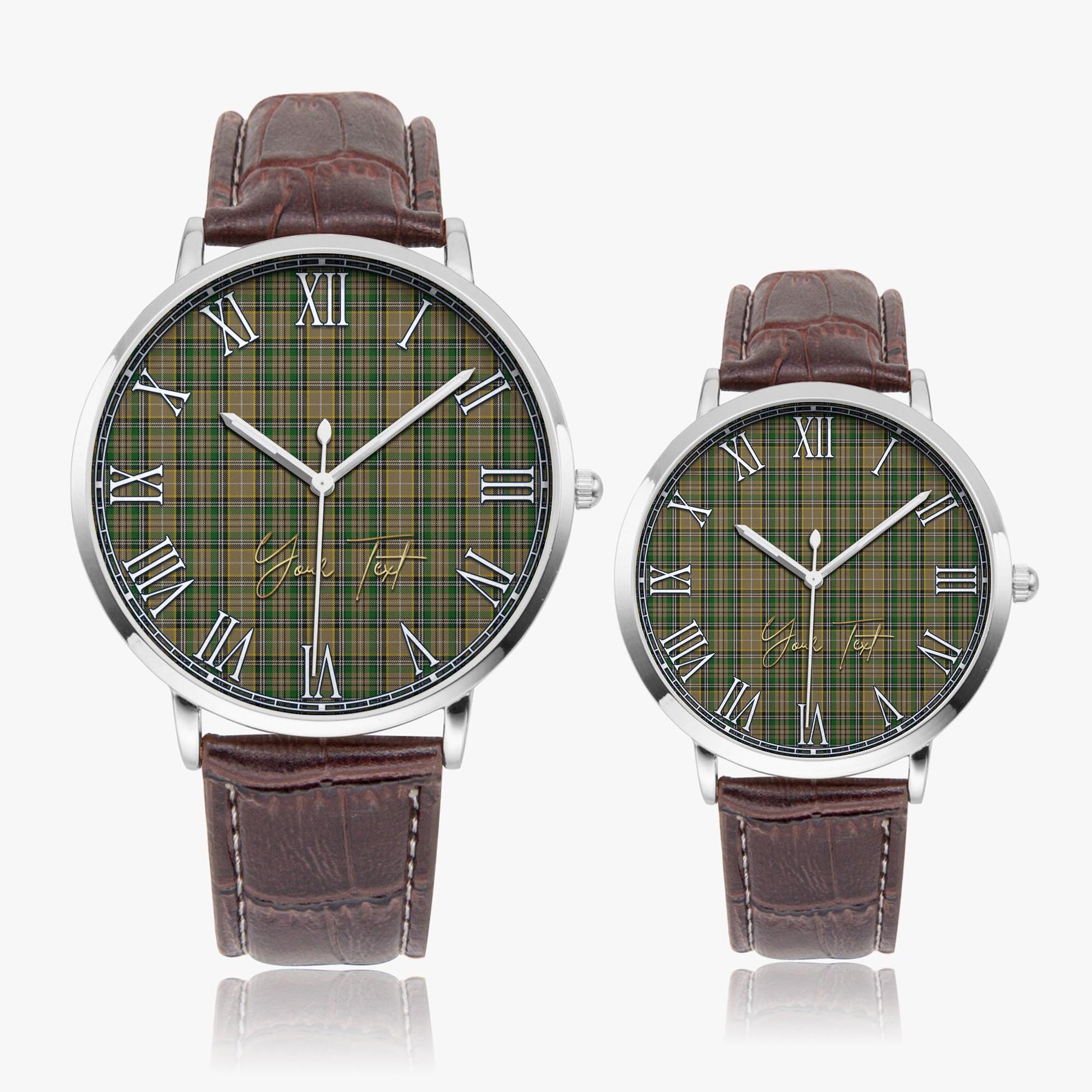 O'Farrell Tartan Personalized Your Text Leather Trap Quartz Watch - Tartan Vibes Clothing