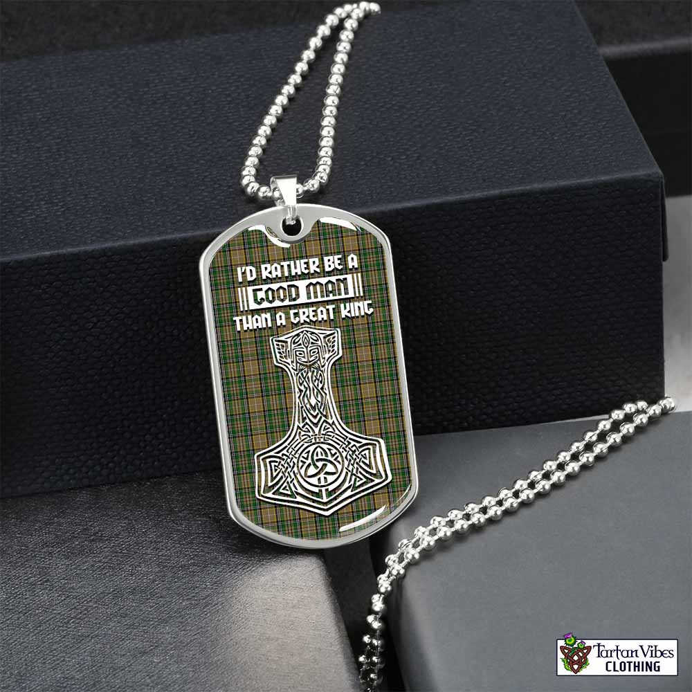 O'Farrell Tartan Dog Tag Necklace Viking Mjolnir Style Silver No - Tartan Vibes Clothing