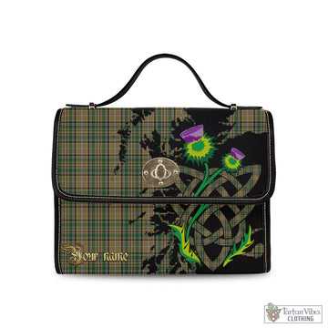 O'Farrell Tartan Waterproof Canvas Bag with Scotland Map and Thistle Celtic Accents